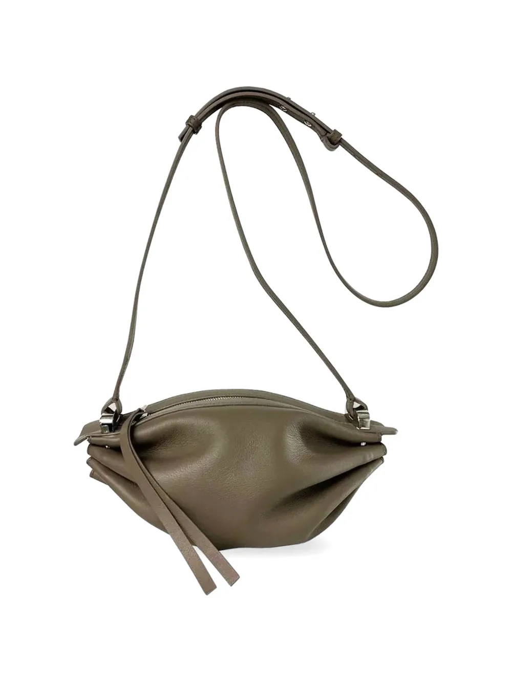 Bonastre Bonbon pleated leather shoulder bag - Marrone