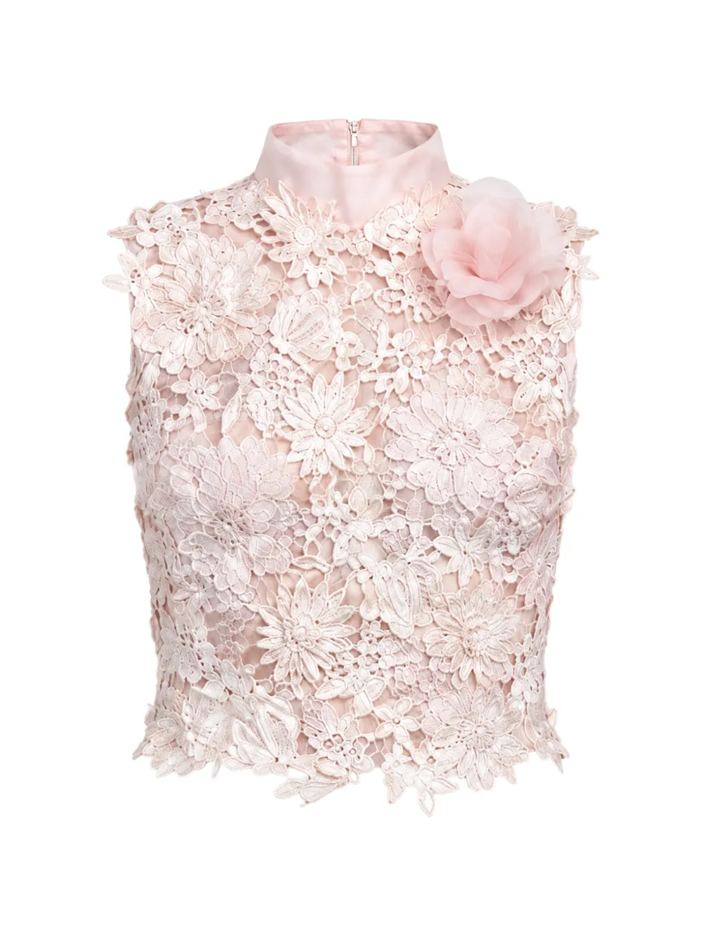 Gemy Maalouf floral-lace peplum top - Rosa