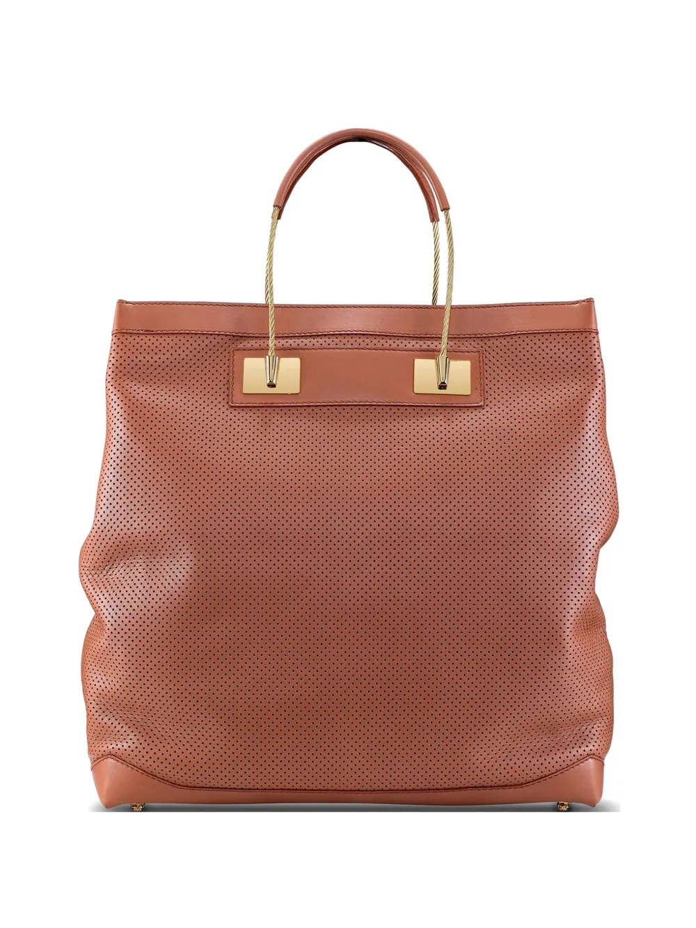 Tyler Ellis Shah perforated leather tote bag - Marrone