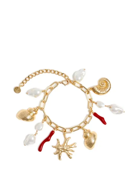 Self-Portrait faux-pearl coral-charm bracelet