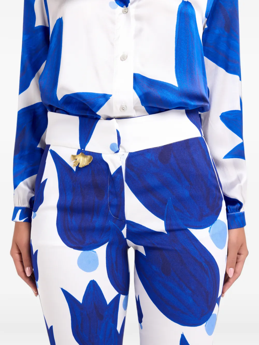 Themis Z Theano Sabra Floral-print Cropped Trousers in White, view 4