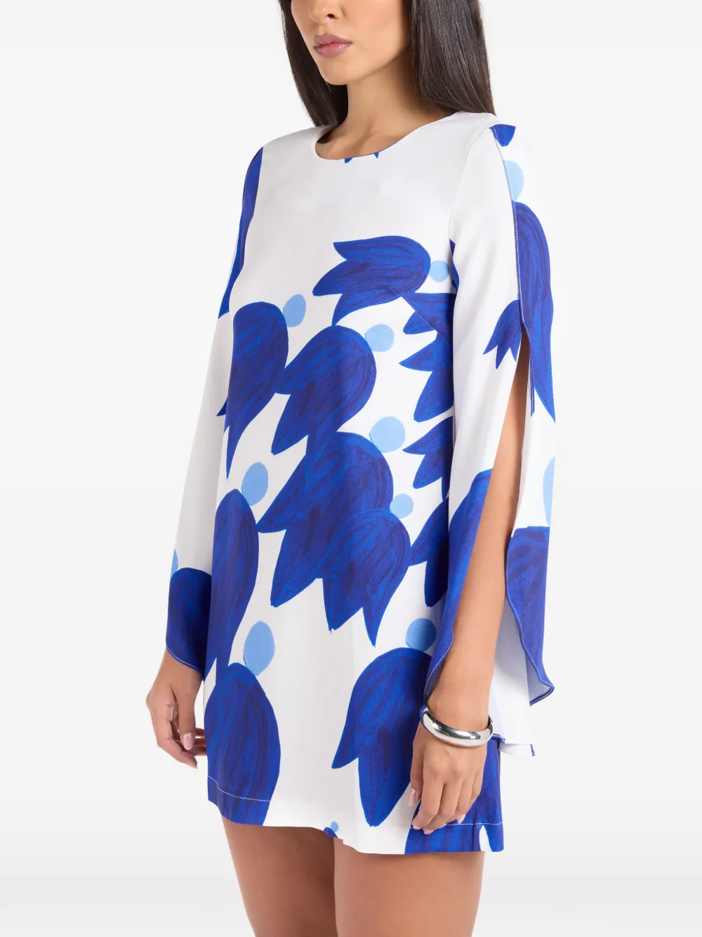 Themis Z Theano Sabra mini-jurk met split op de mouwen Blauw