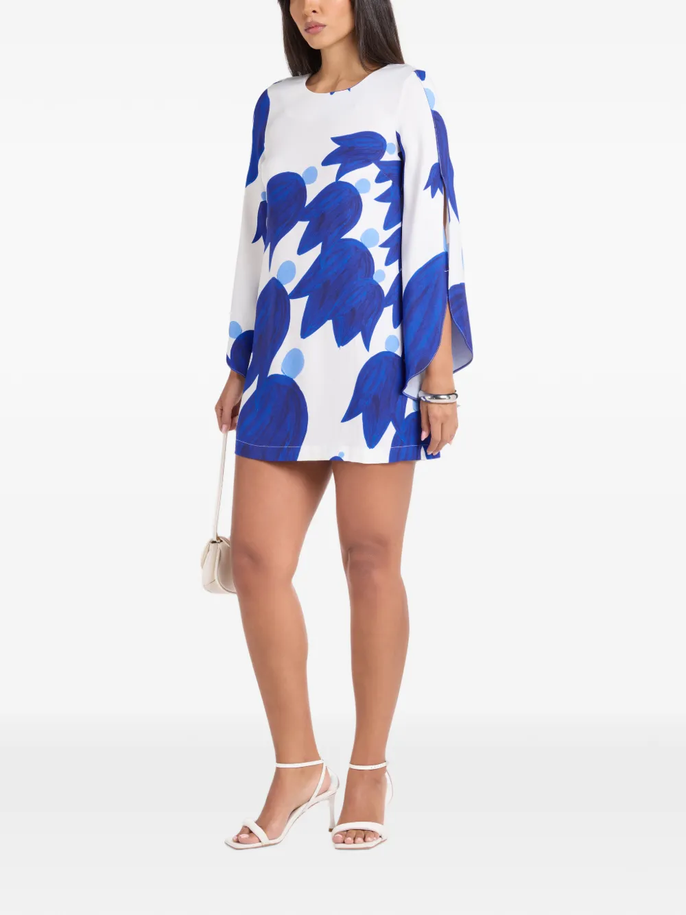 Themis Z Theano Sabra Split-sleeve Mini Dress In Blue