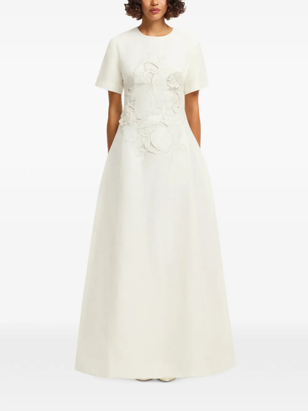 Leo Lin Alice Maxikleid mit Blumenapplikation - Weiß