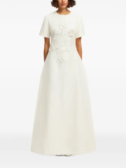 Leo Lin Alice floral-appliqué short-sleeve maxi dress