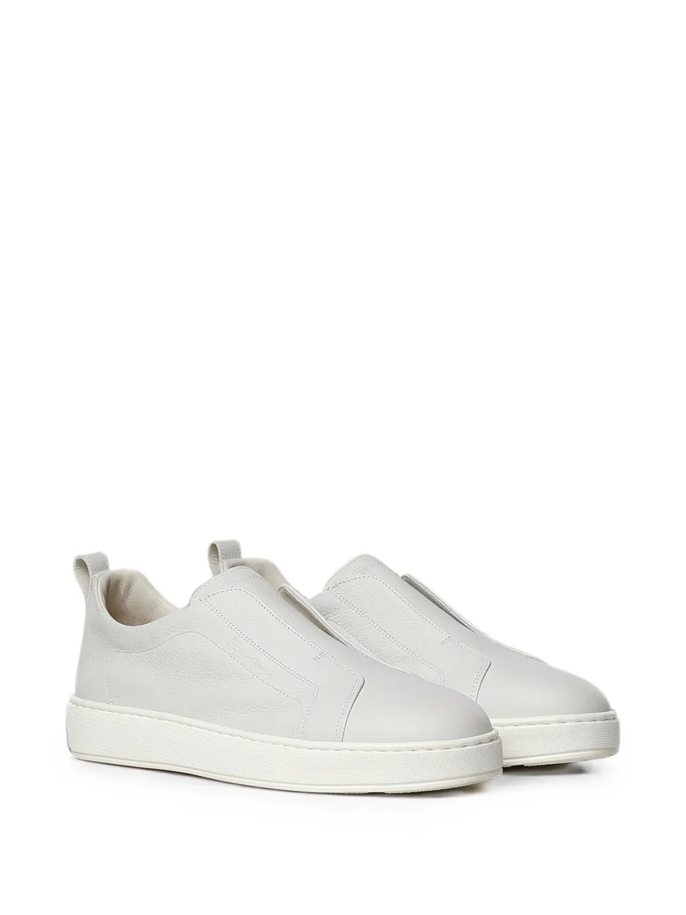 Santoni slip-on grained leather sneakers Wit