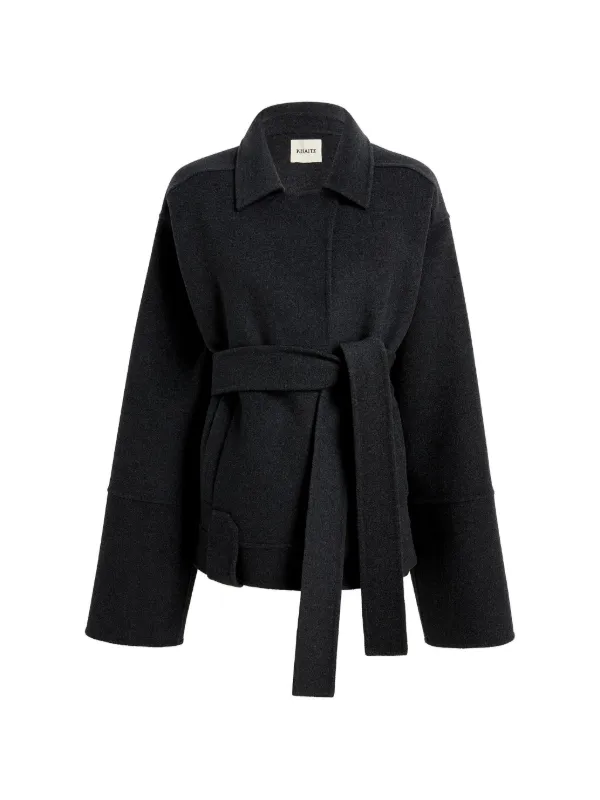 Khaite Alder Belted Wool Jacket in Grey