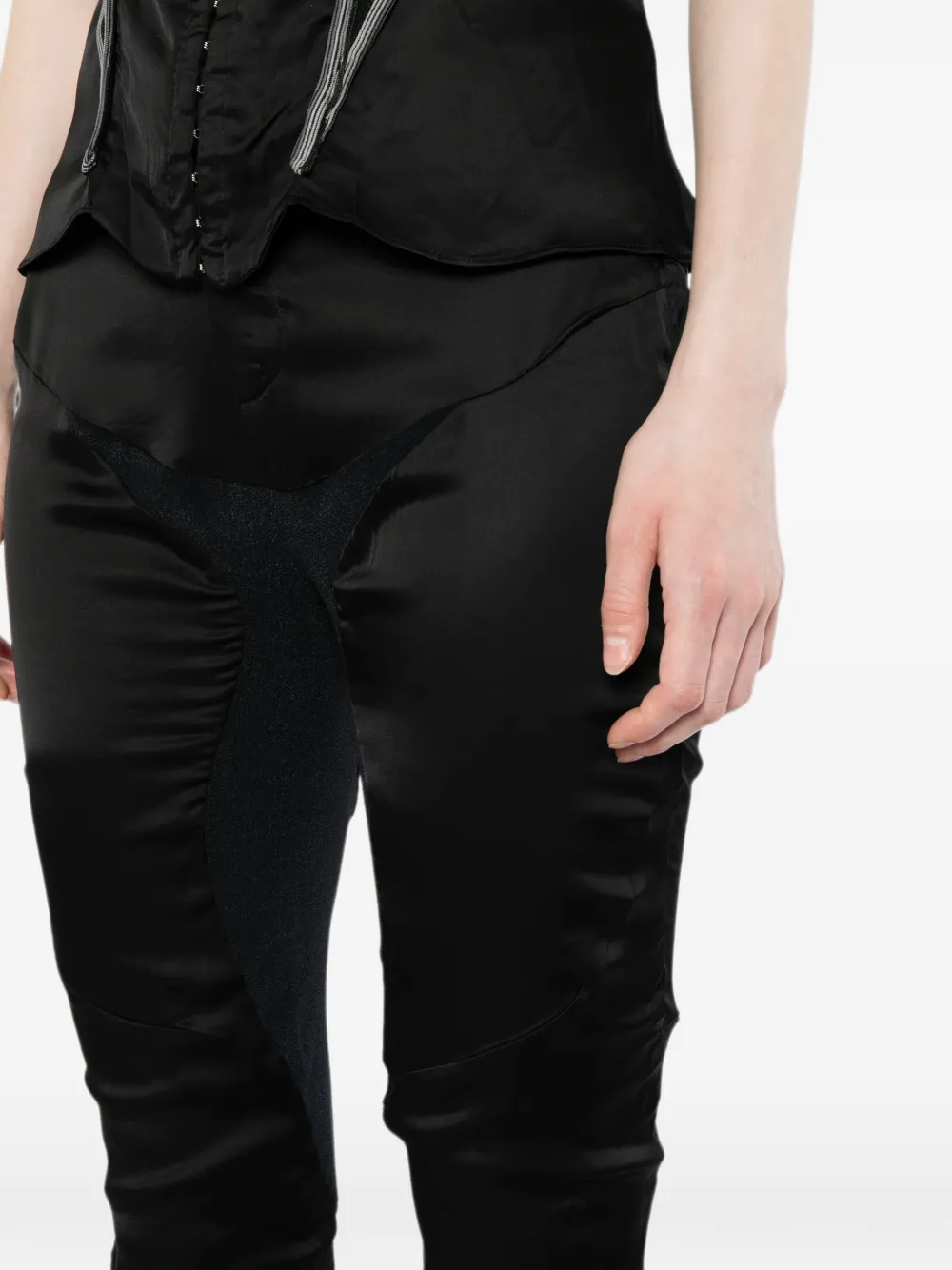 Ottolinger Broek met satijnen afwerking en vlakken Zwart
