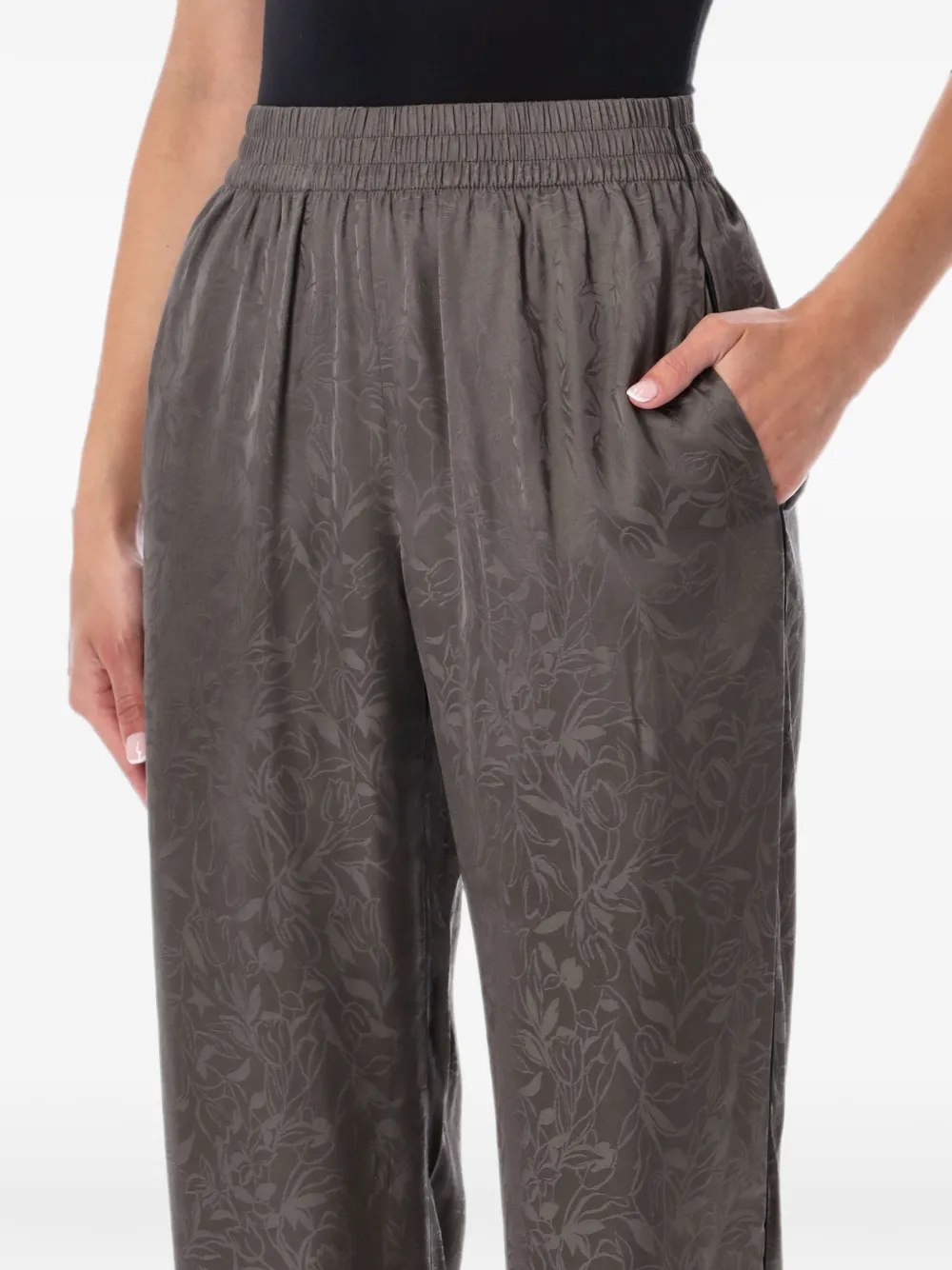Golden Goose Broek met elastische taille bloemen-patroon en jacquard Grijs