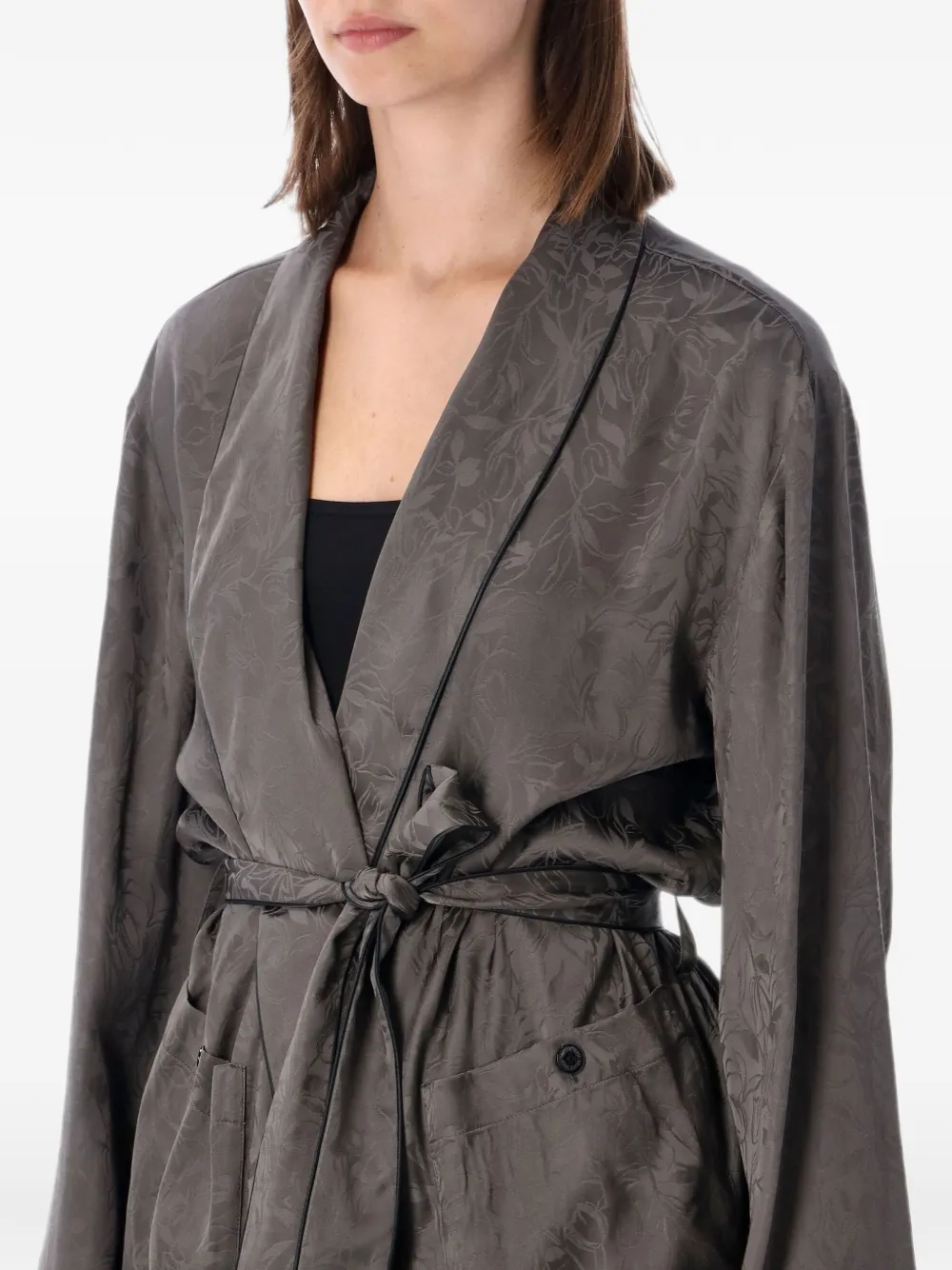 Golden Goose Jack met bloemenjacquard en ceintuur Grijs