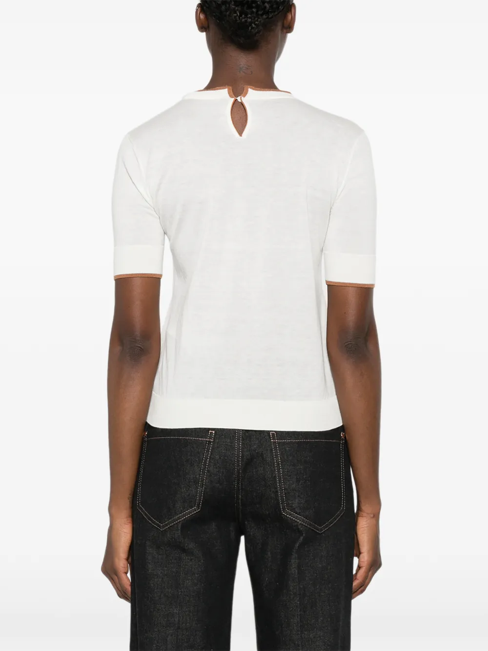 Max Mara T-shirt met contrasterende afwerking Wit