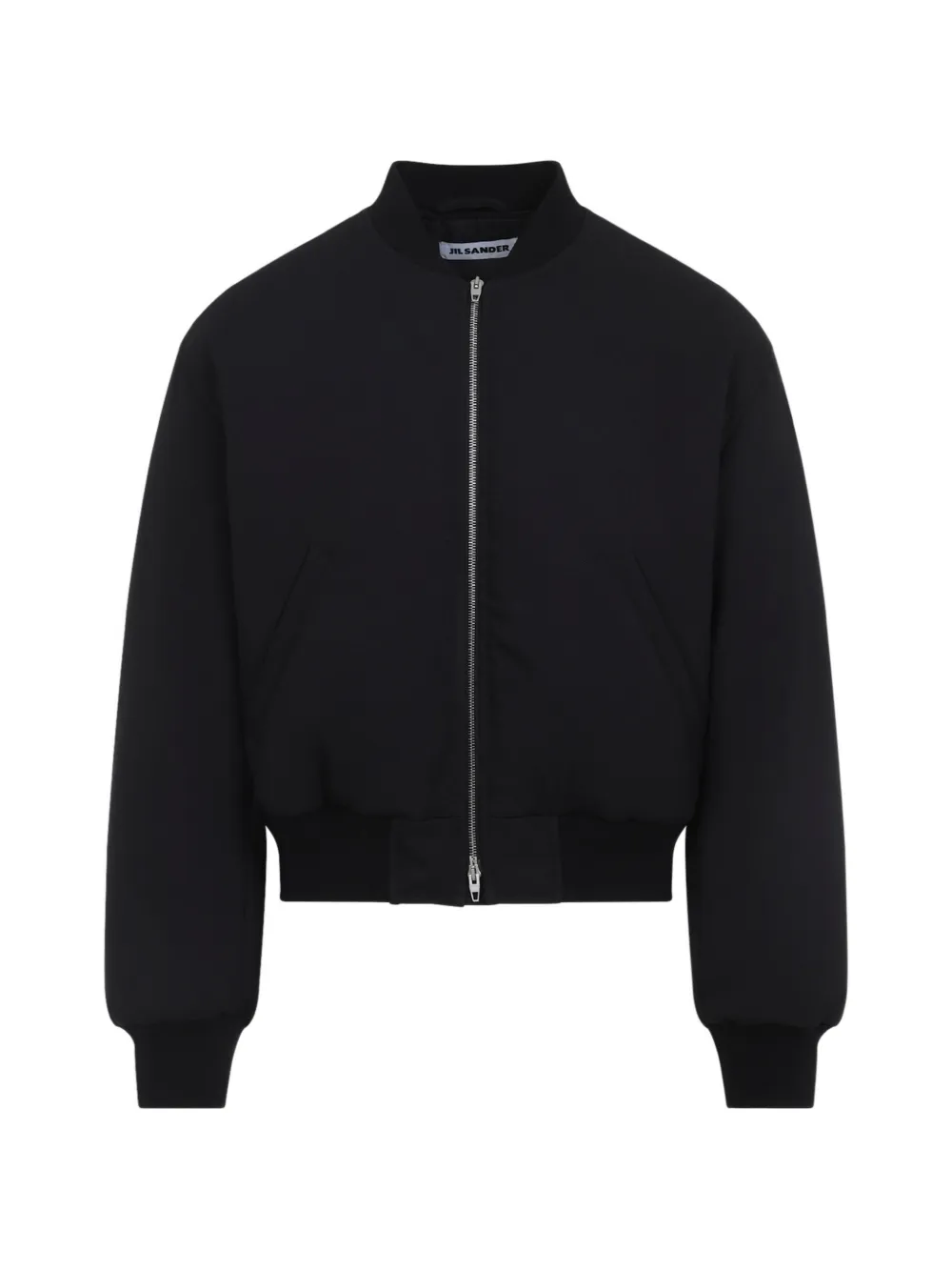 Jil Sander ribbed-trim zip-up bomber jacket - Schwarz