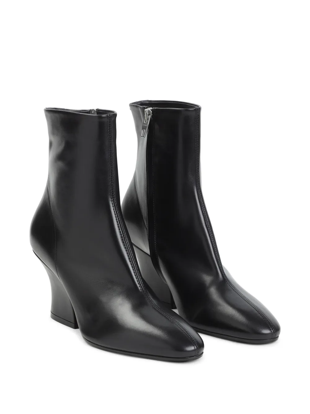 Jil Sander block-heel leather ankle boots Zwart