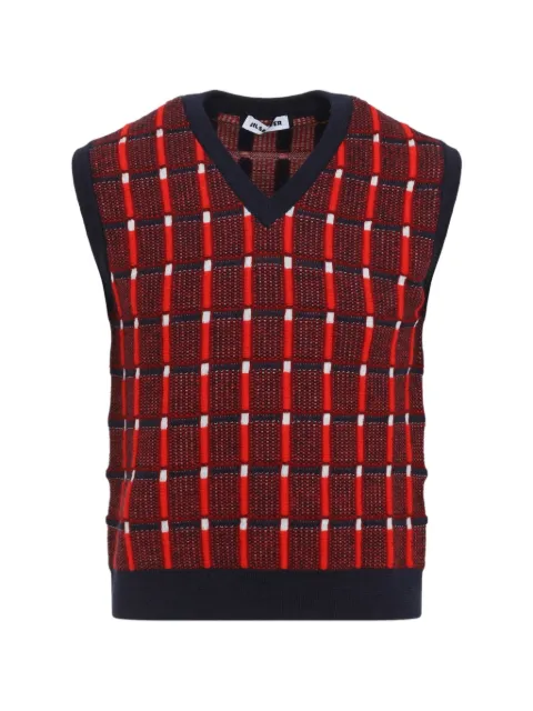 Jil Sander check-pattern V-neck vest