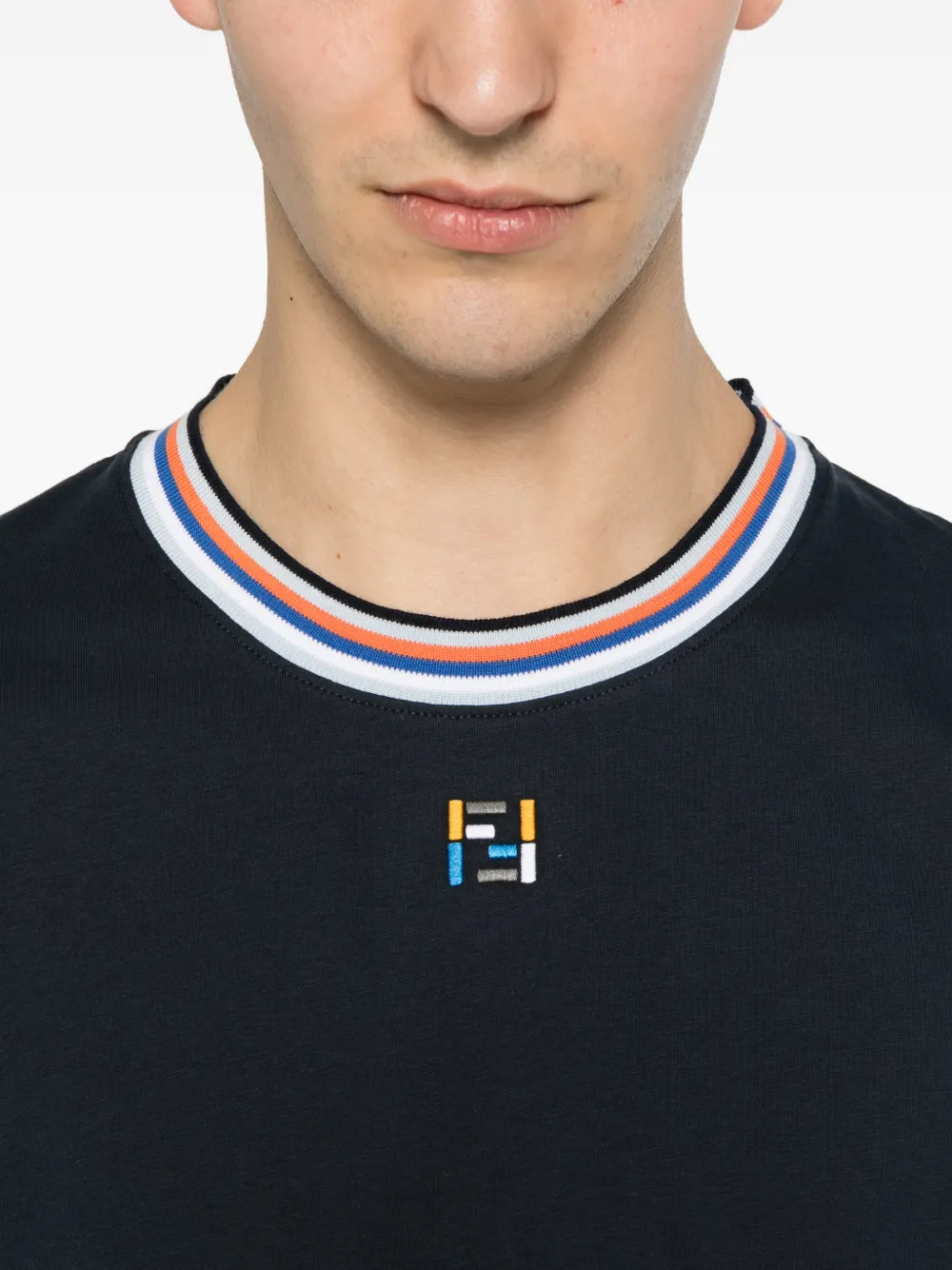 FENDI T-shirt met geborduurd FF-logo Blauw