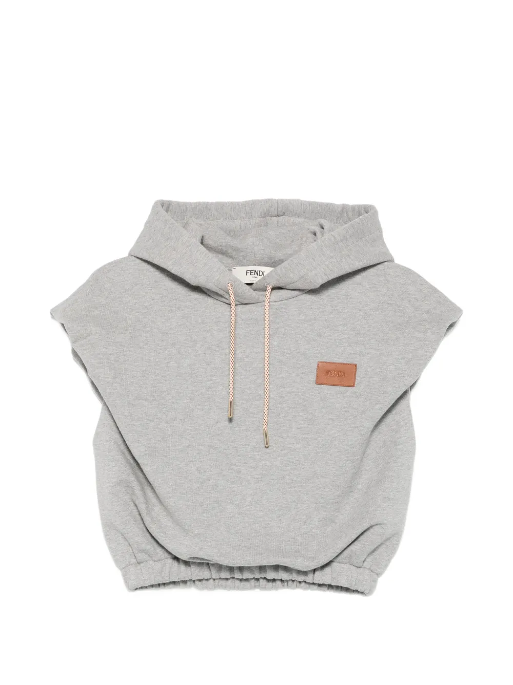 FENDI logo-patch sleeveless hoodie - Grey