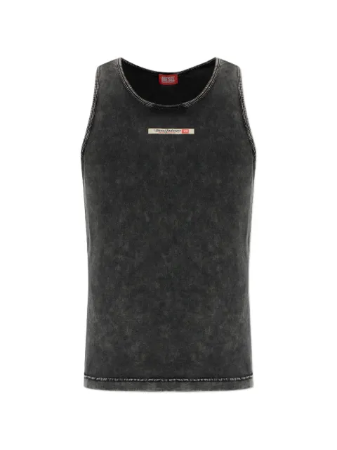 Diesel acid-wash logo-patch vest