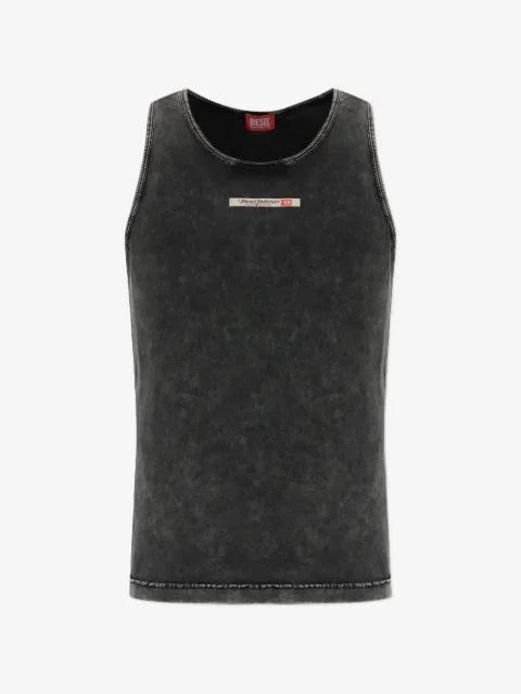 Diesel acid-wash logo-patch vest