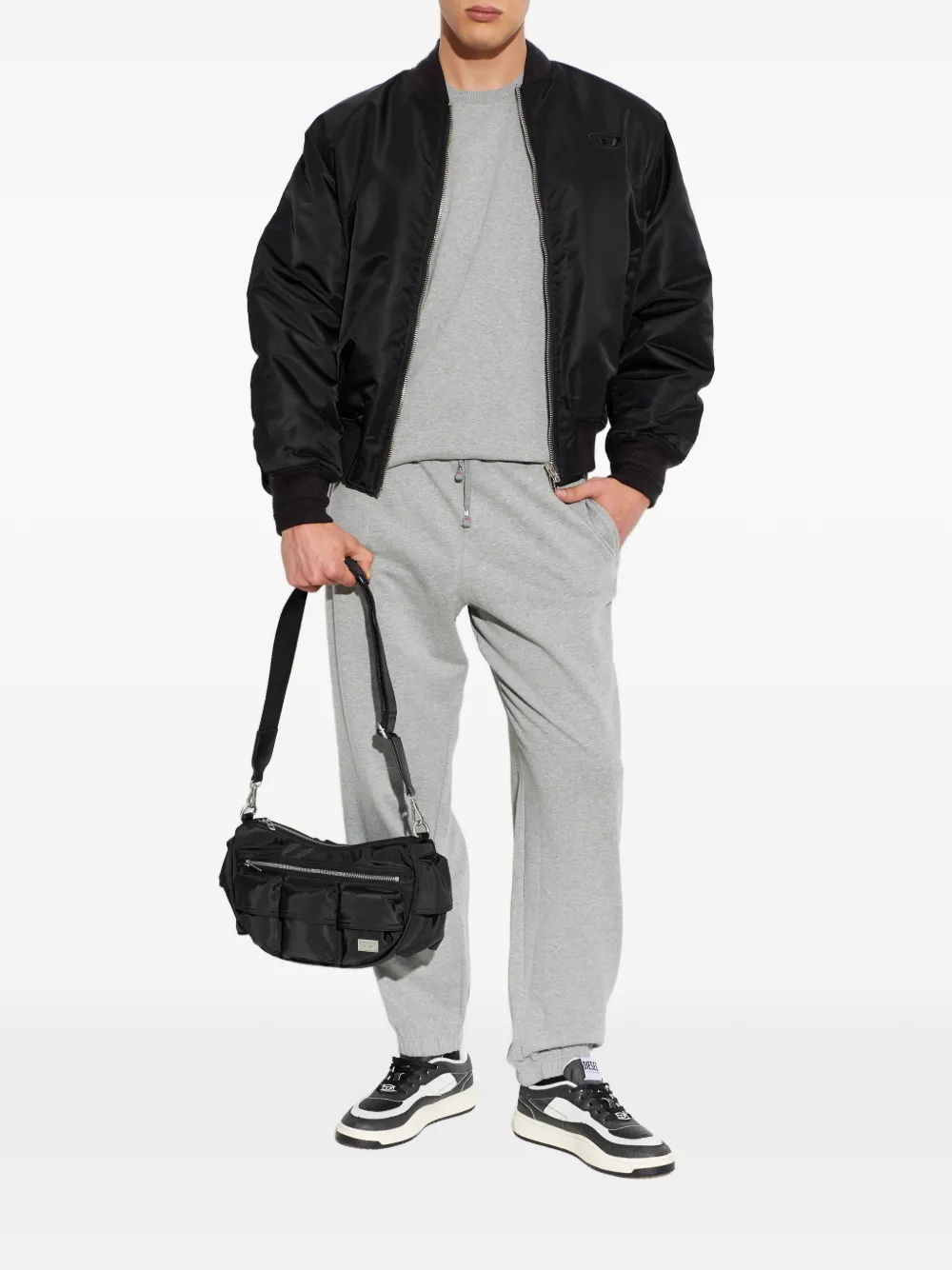 Diesel Willy-D-Core sweater met logopatch Grijs