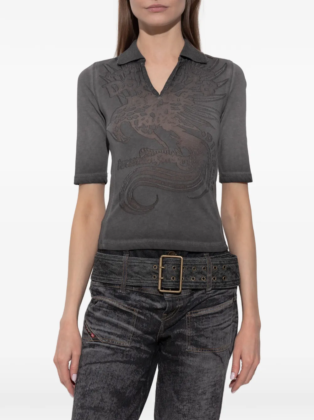 Diesel T-BEA poloshirt met print Grijs