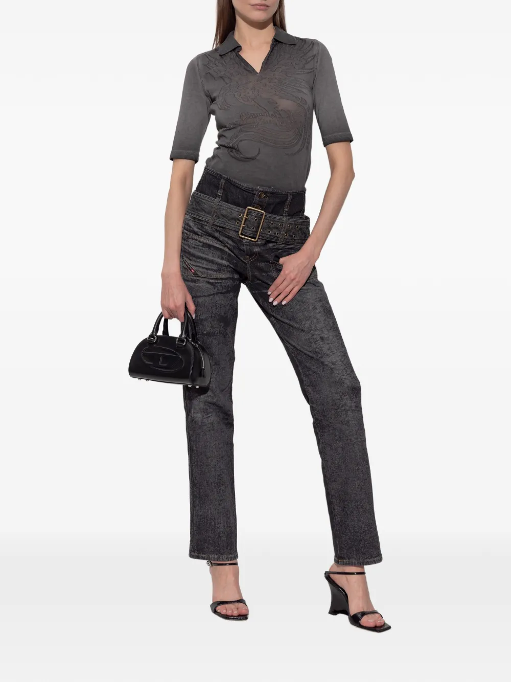 Diesel T-BEA poloshirt met print Grijs