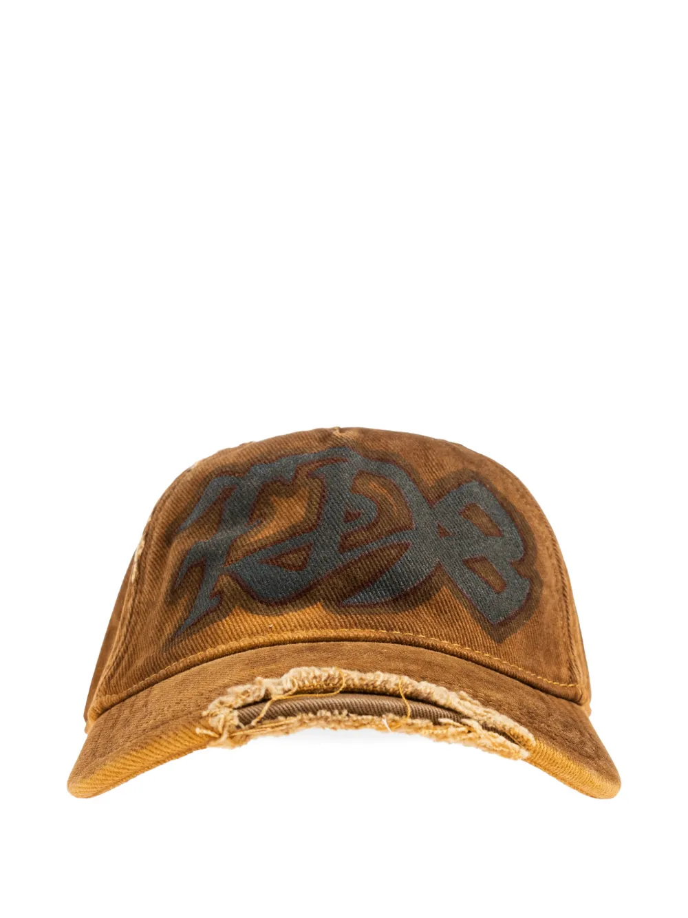 Diesel distressed-effect logo-print cap - Marrone