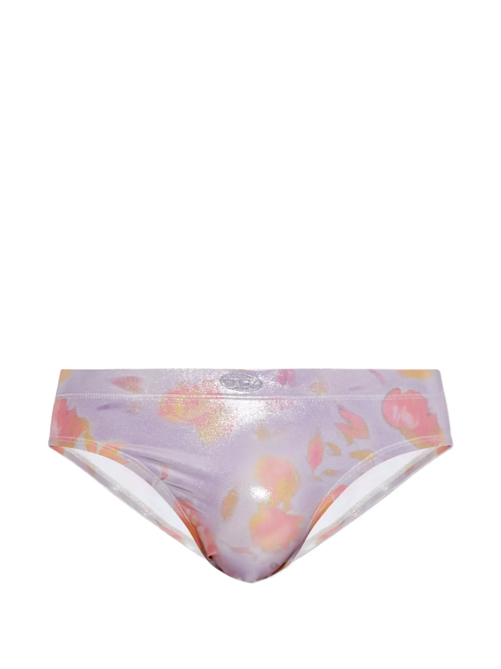Diesel floral-print metallic-effect swimming briefs - Violett