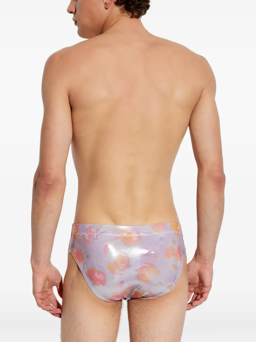 Diesel Zwembroek met metallic-effect en bloemenprint Paars