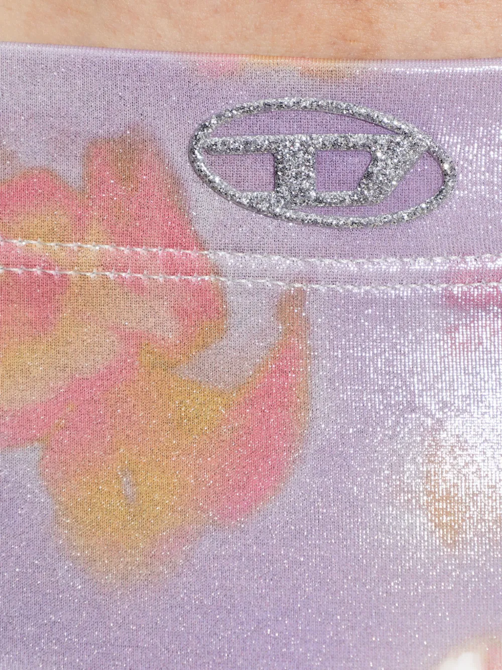 Diesel Zwembroek met metallic-effect en bloemenprint Paars