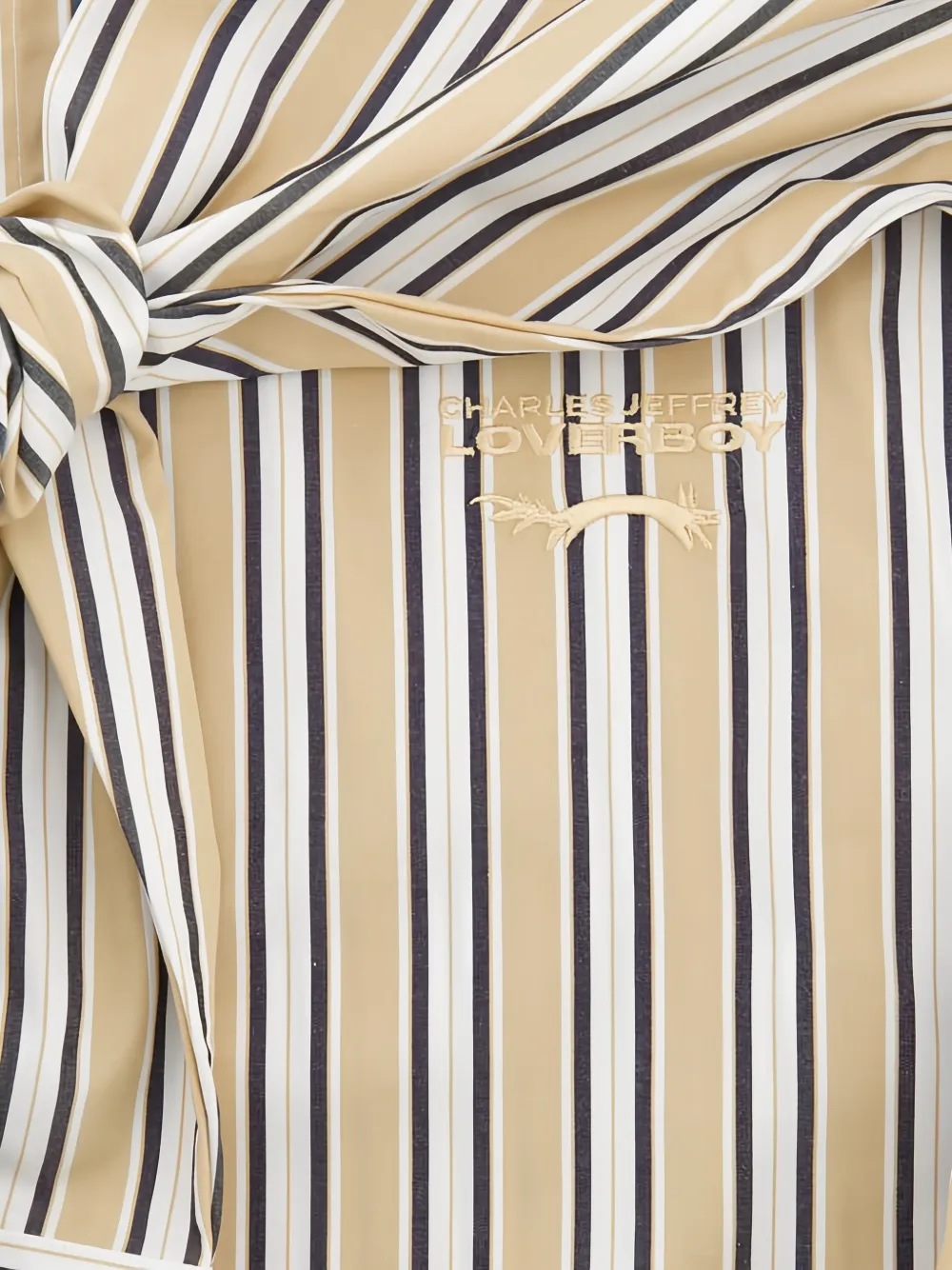 Charles Jeffrey Loverboy Hold Me striped cotton shirt Beige