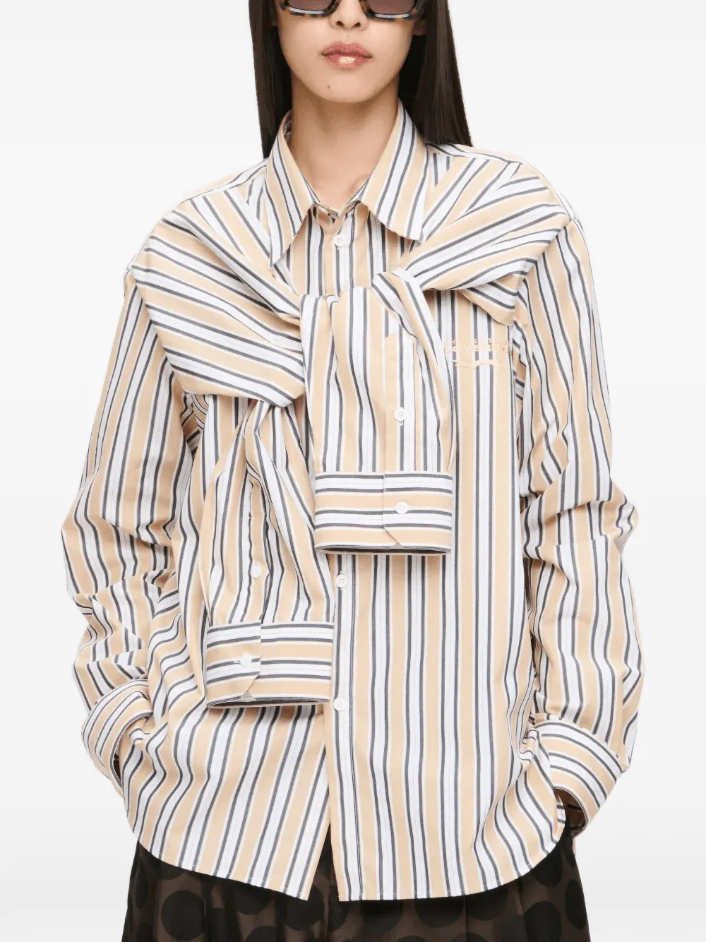 Charles Jeffrey Loverboy Hold Me striped cotton shirt Beige