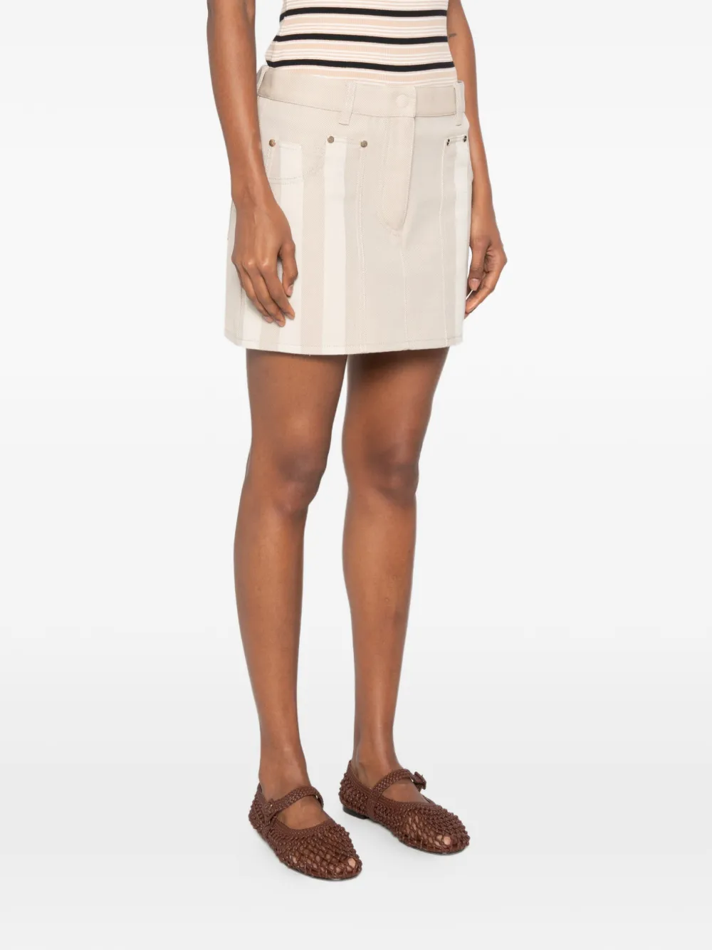FENDI Mini-rok met logopatch Beige