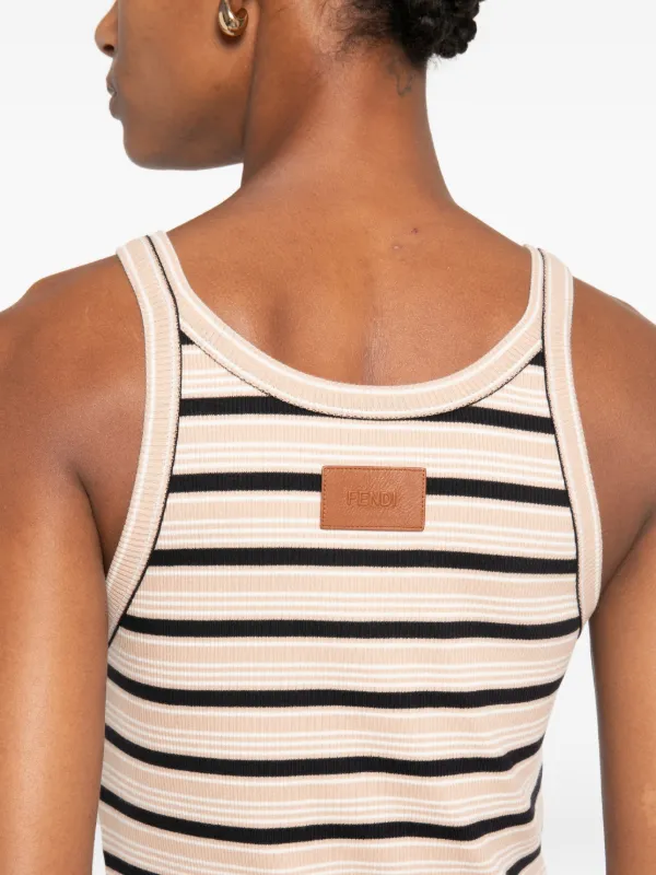 FENDI Striped ribbed-knit Tank Top | Pink | FARFETCH AO