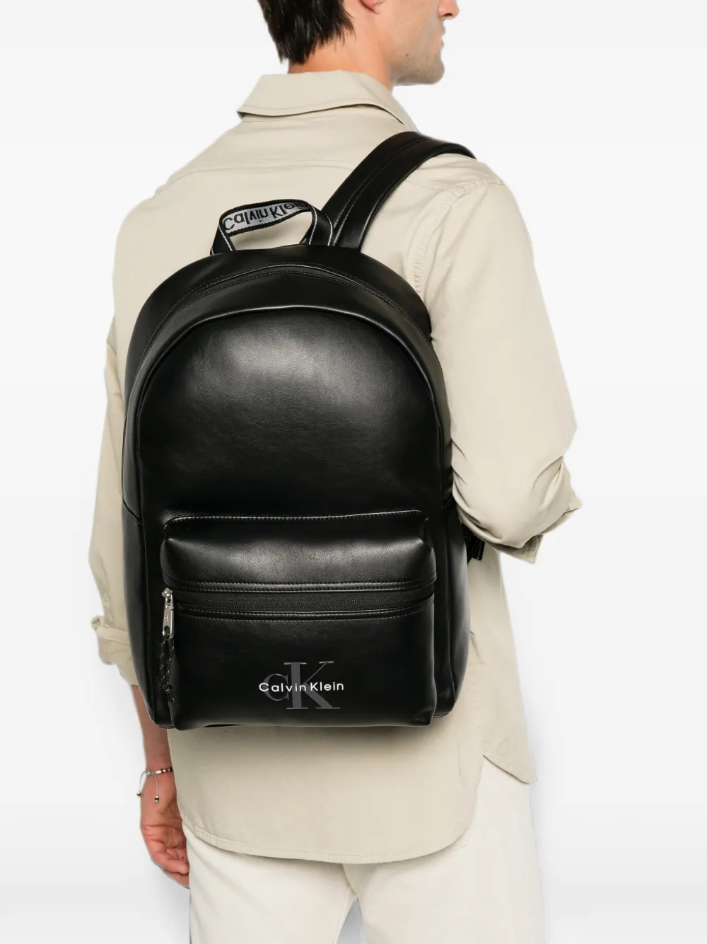 Calvin Klein Logo-print Backpack in Black, view 2