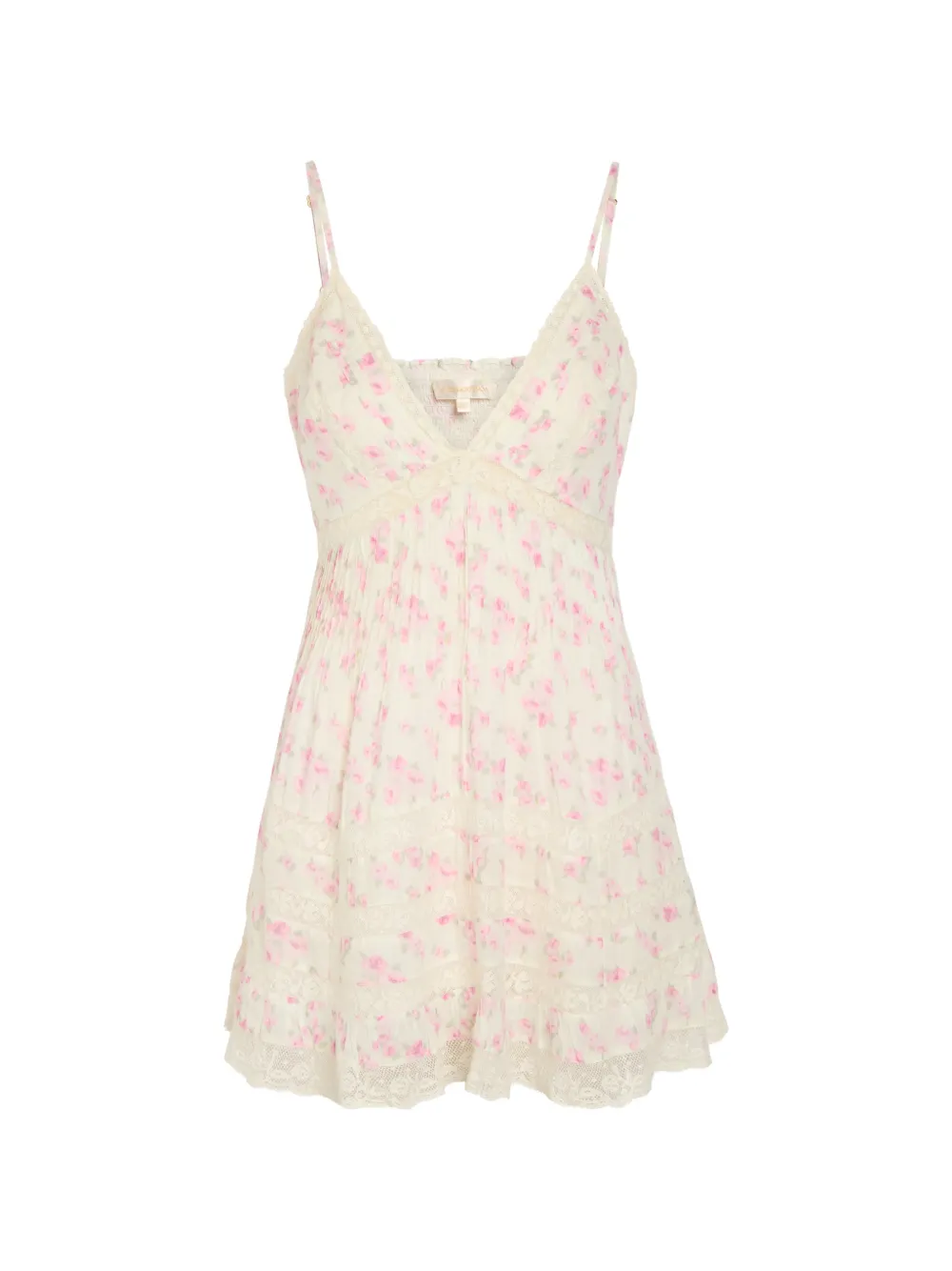 LoveShackFancy Alonna floral-print lace-trimmed mini dress - Neutrals