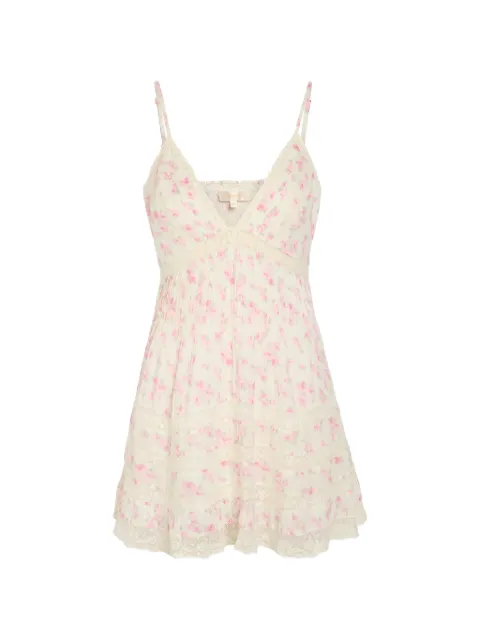LoveShackFancy Alonna floral-print lace-trimmed mini dress