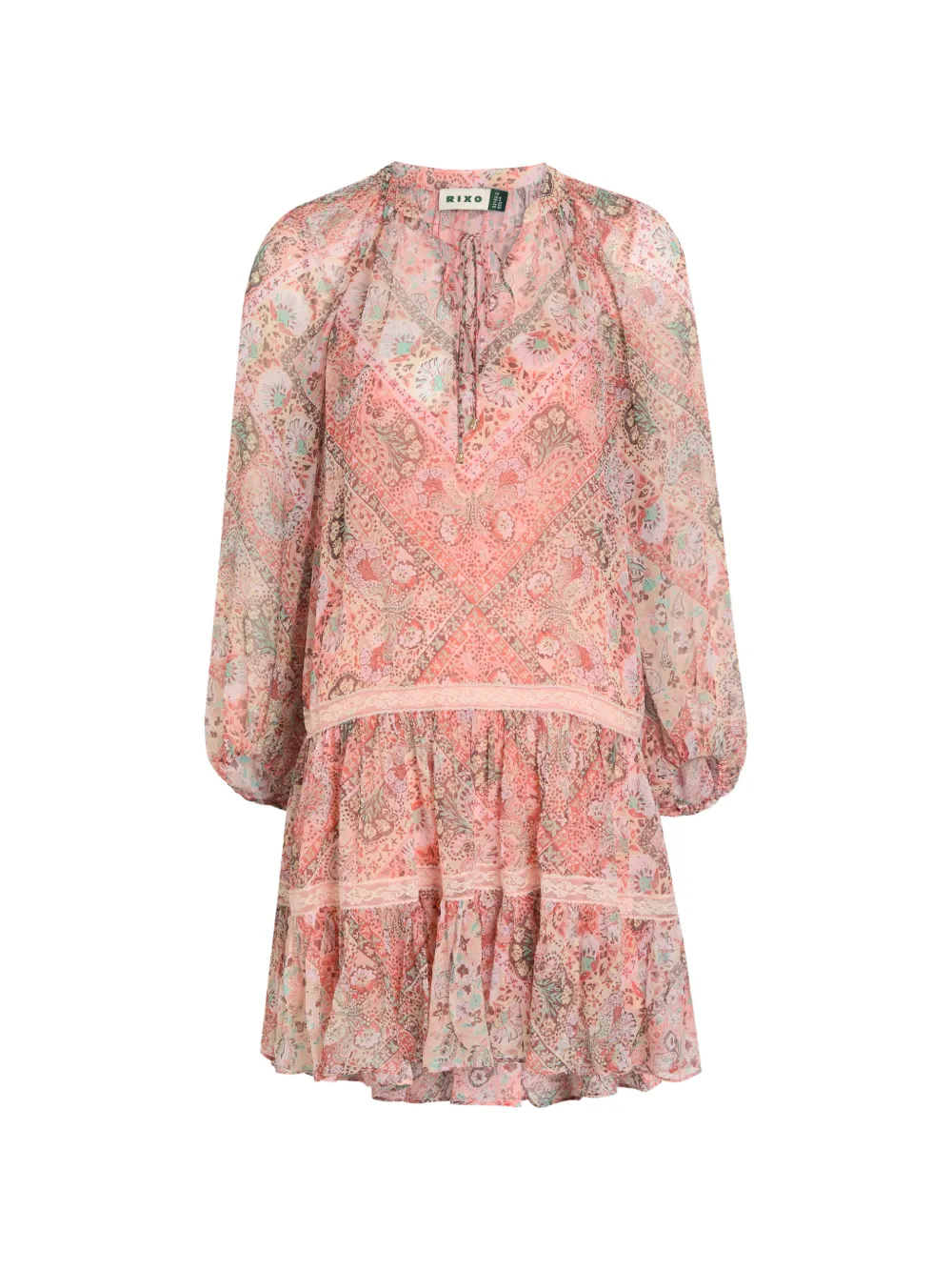 Rixo paisley-print ruffled mini dress - Rosa