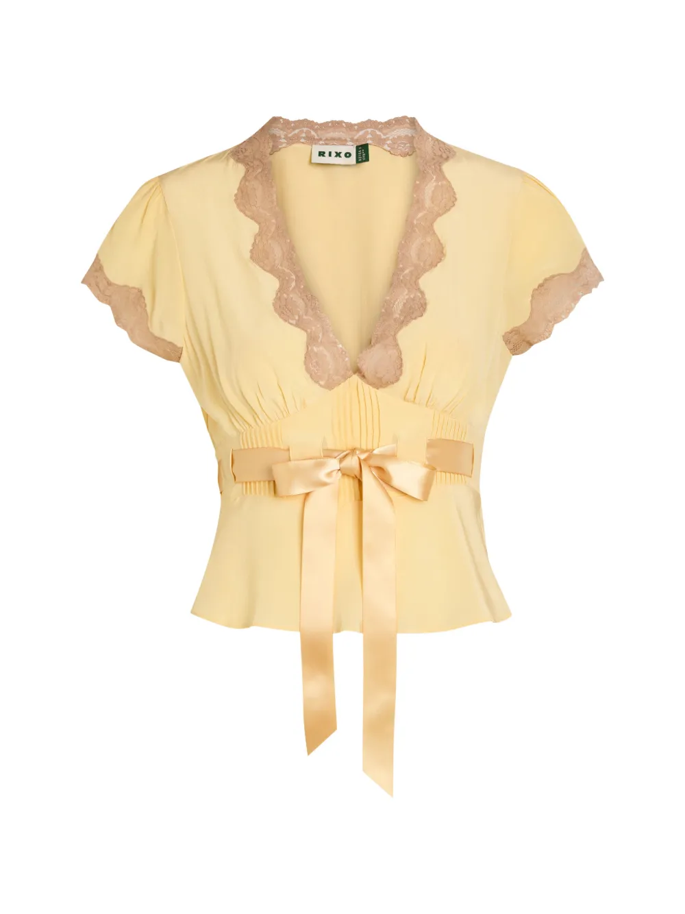 Rixo Daniela lace-trim bow-detail blouse - Giallo