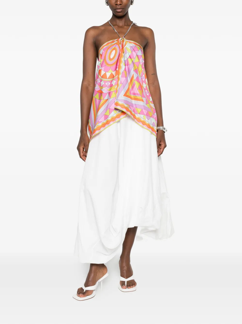 PUCCI Haltertop met geometrische print en schakelketting Oranje