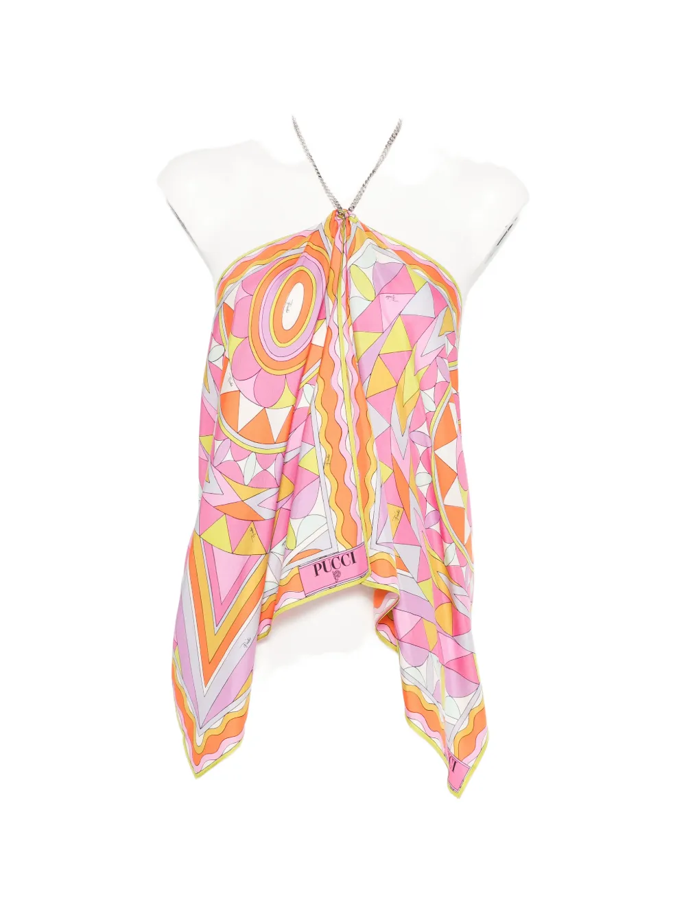 PUCCI geometric-print chain-link halterneck top - Arancione