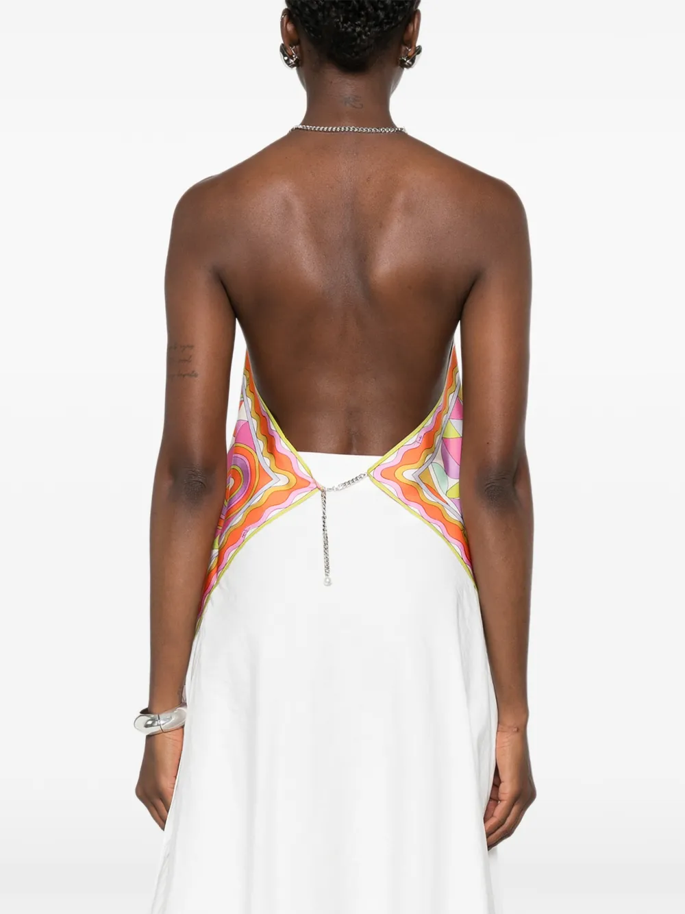 PUCCI Haltertop met geometrische print en schakelketting Oranje