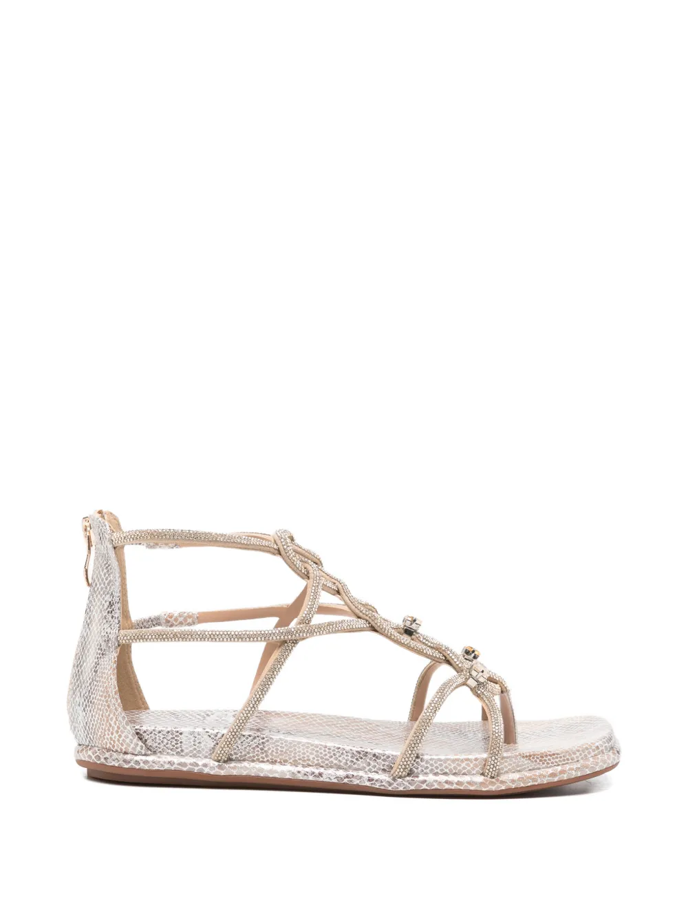 ALMA EN PENA crystal-embellished snakeskin-effect sandals Goud