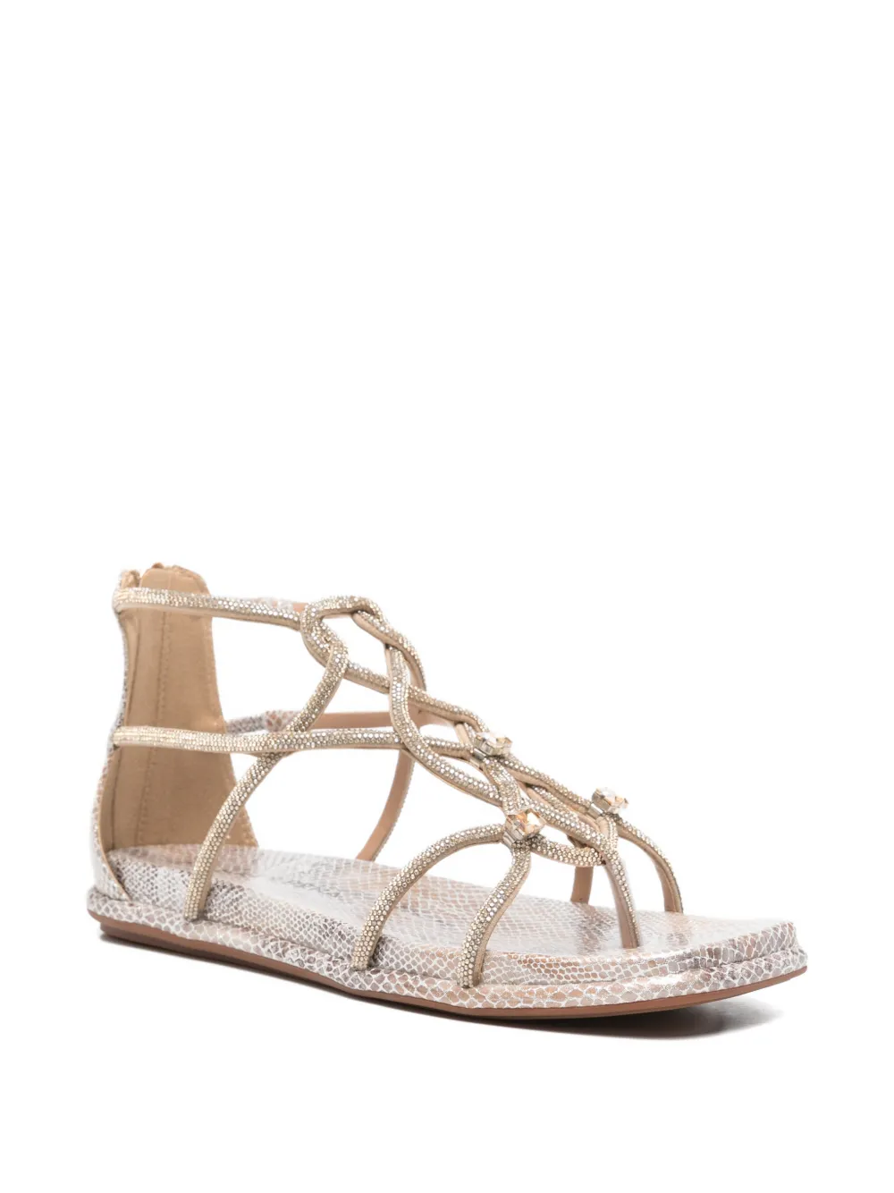 ALMA EN PENA crystal-embellished snakeskin-effect sandals Goud