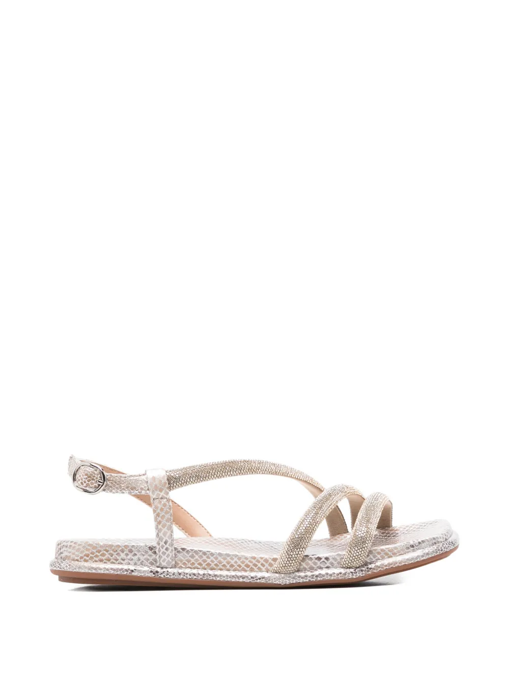 ALMA EN PENA crystal-embellished snakeskin-effect sandals Zilver