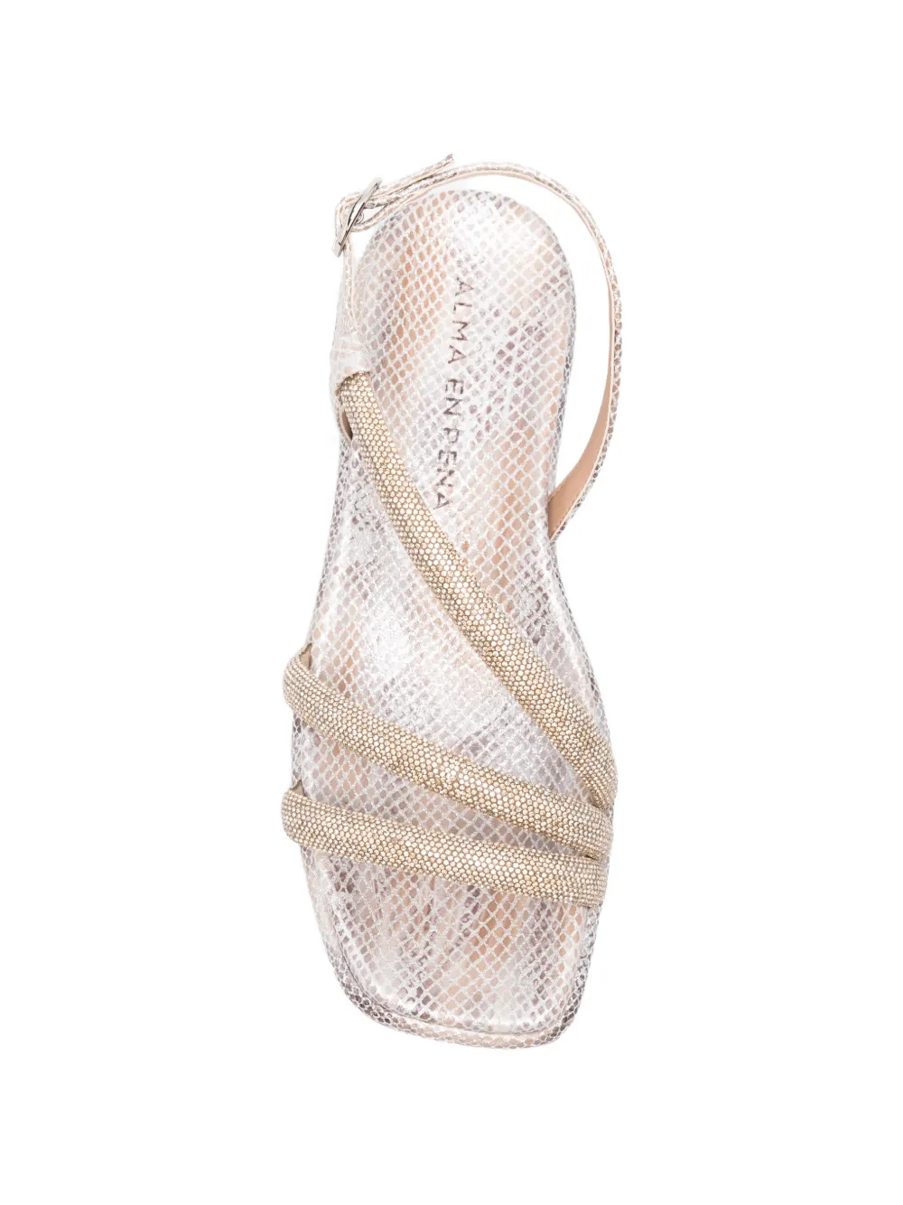 ALMA EN PENA crystal-embellished snakeskin-effect sandals Zilver