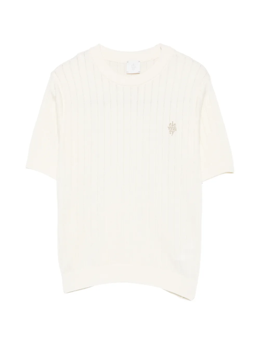Eleventy Kids ribbed-knit logo-embroidered sweater - Bianco