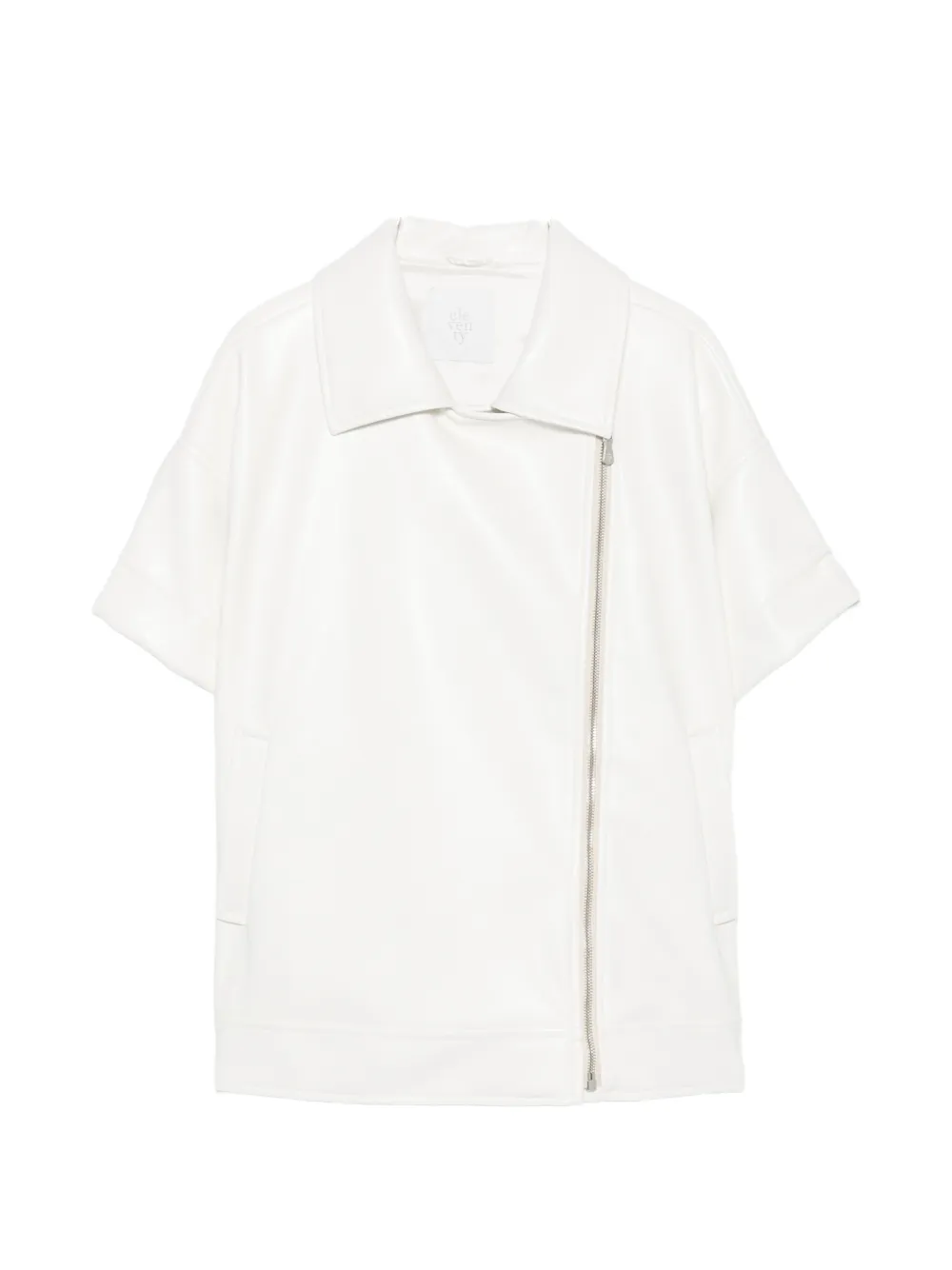 Eleventy Kids short-sleeved asymmetric-zip jacket - White