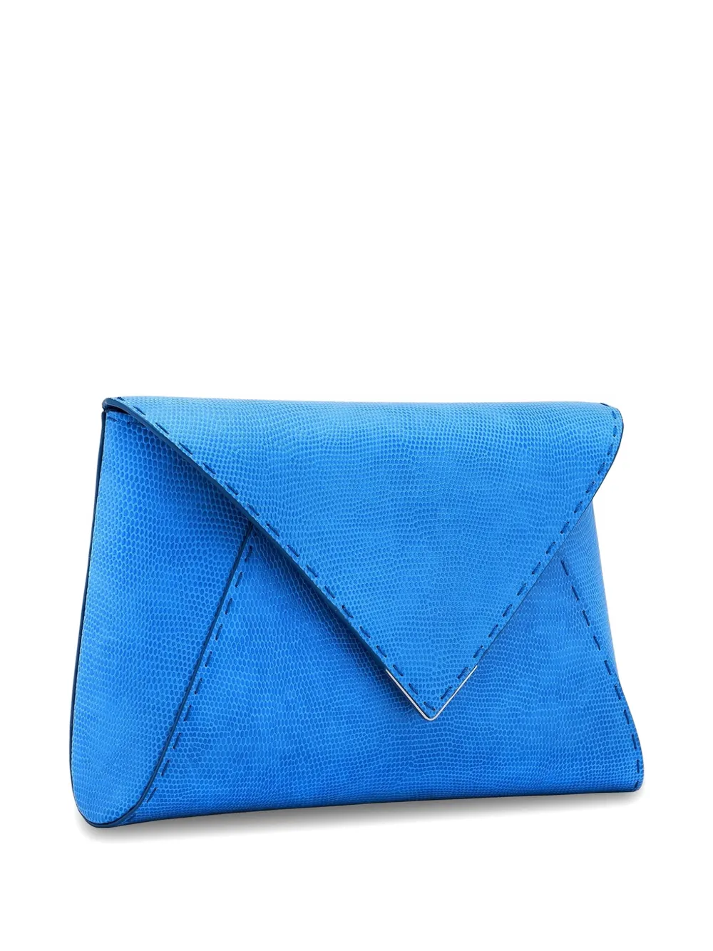Tyler Ellis Grote Lee 'Pouchet' clutch met hagedissen-effect Blauw