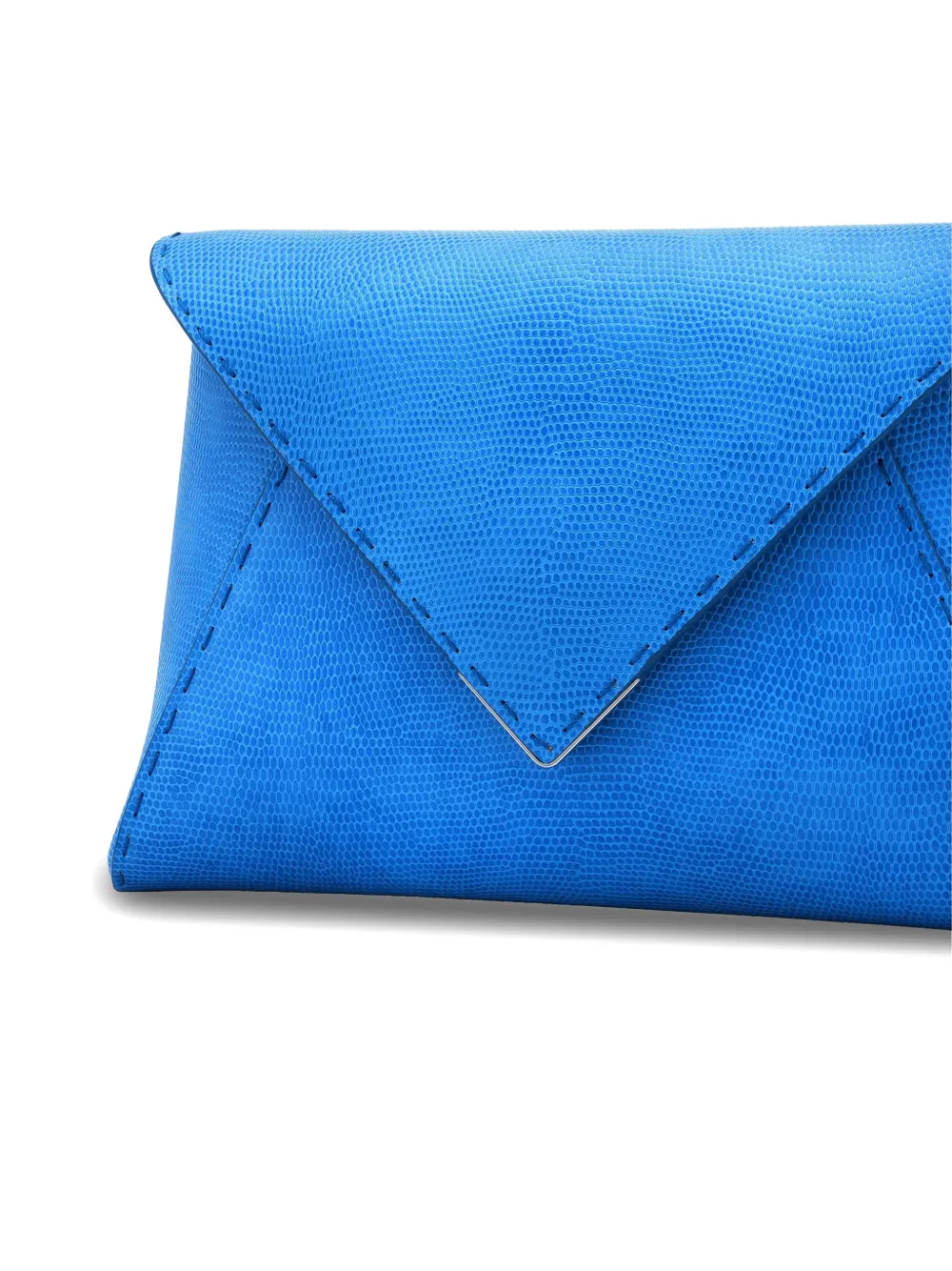Tyler Ellis Grote Lee 'Pouchet' clutch met hagedissen-effect Blauw