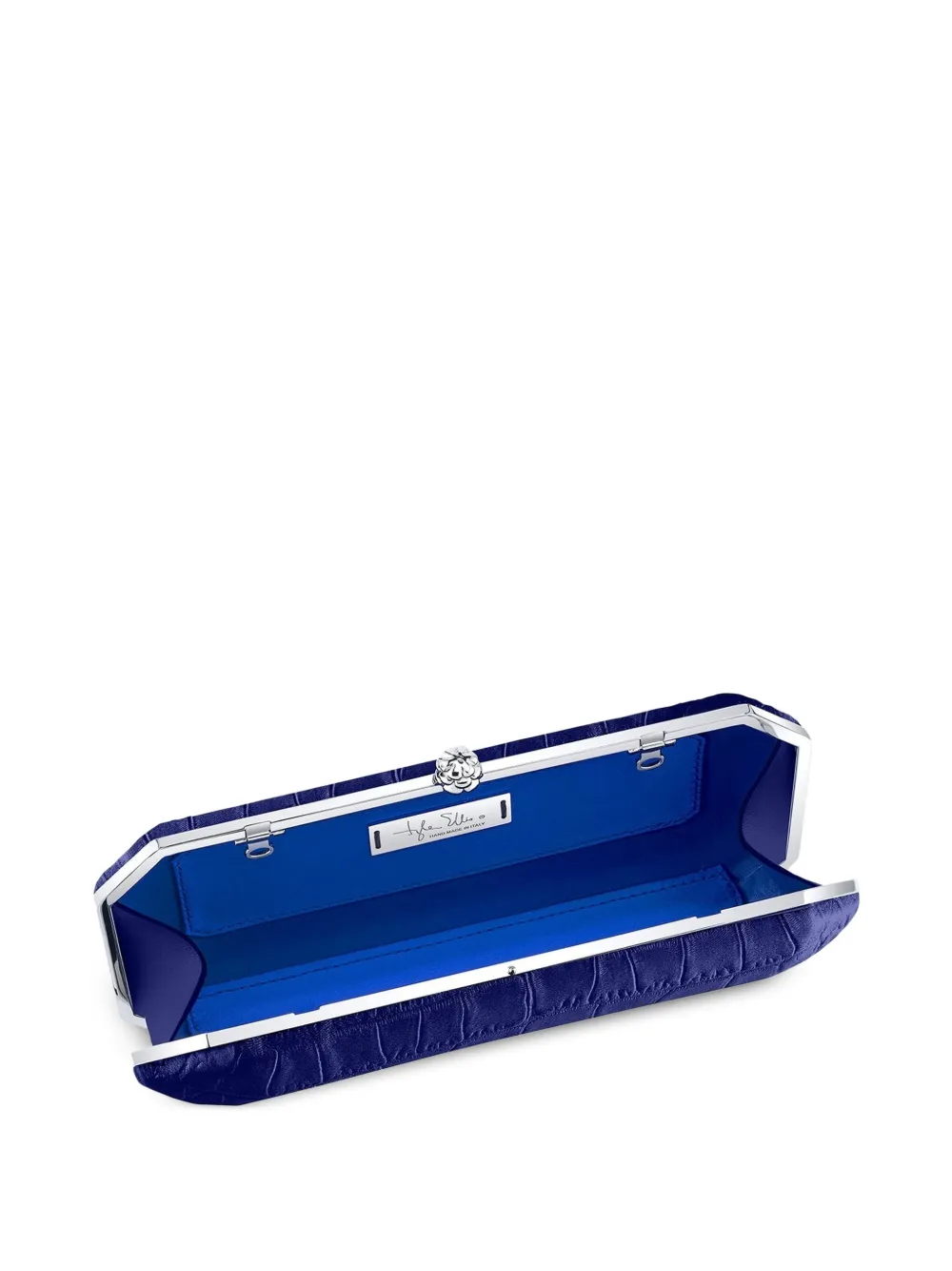 Tyler Ellis Grote Perry clutch met krokodillen-reliëf Blauw